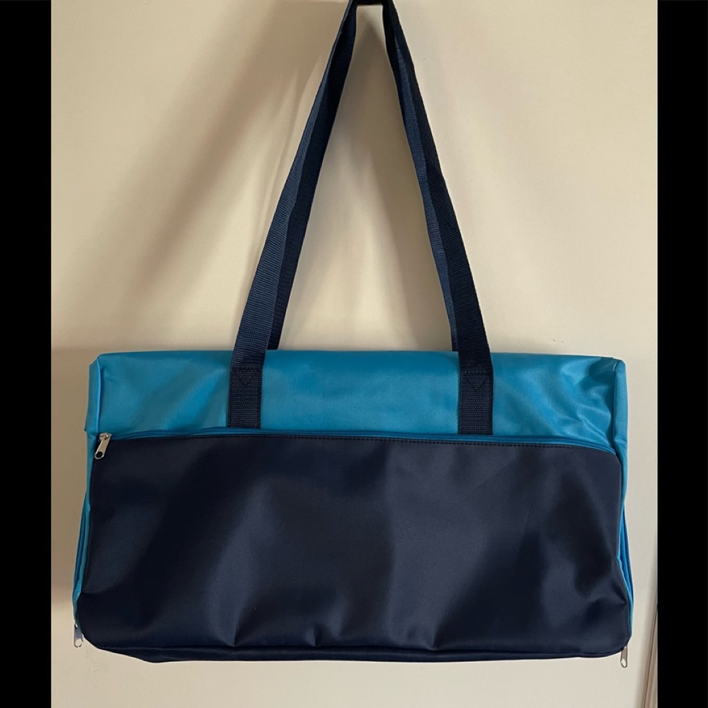 DSW Large Two Tone Blue Tote with Interesting Pockets